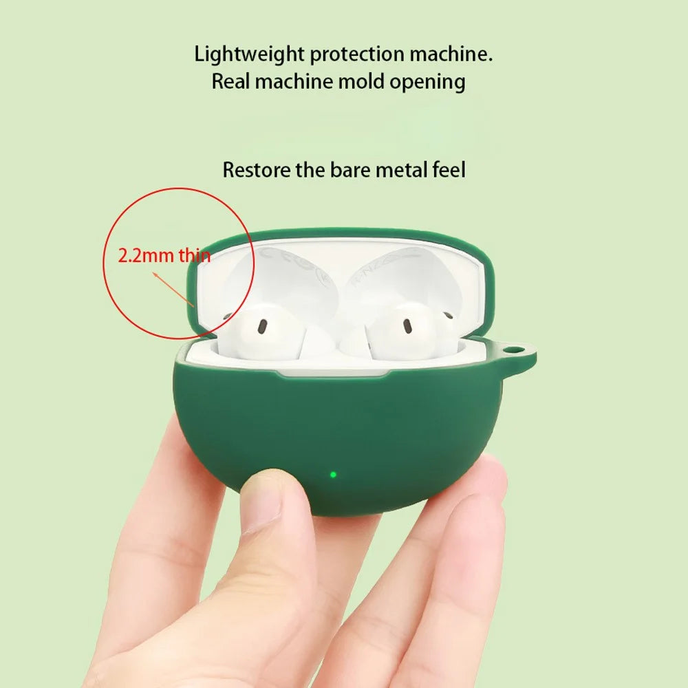 For OnePlus Buds 4 Silicone Case Wireless Earphones Protective Cover with Anti-Lost Buckle - Blackish Green - 5