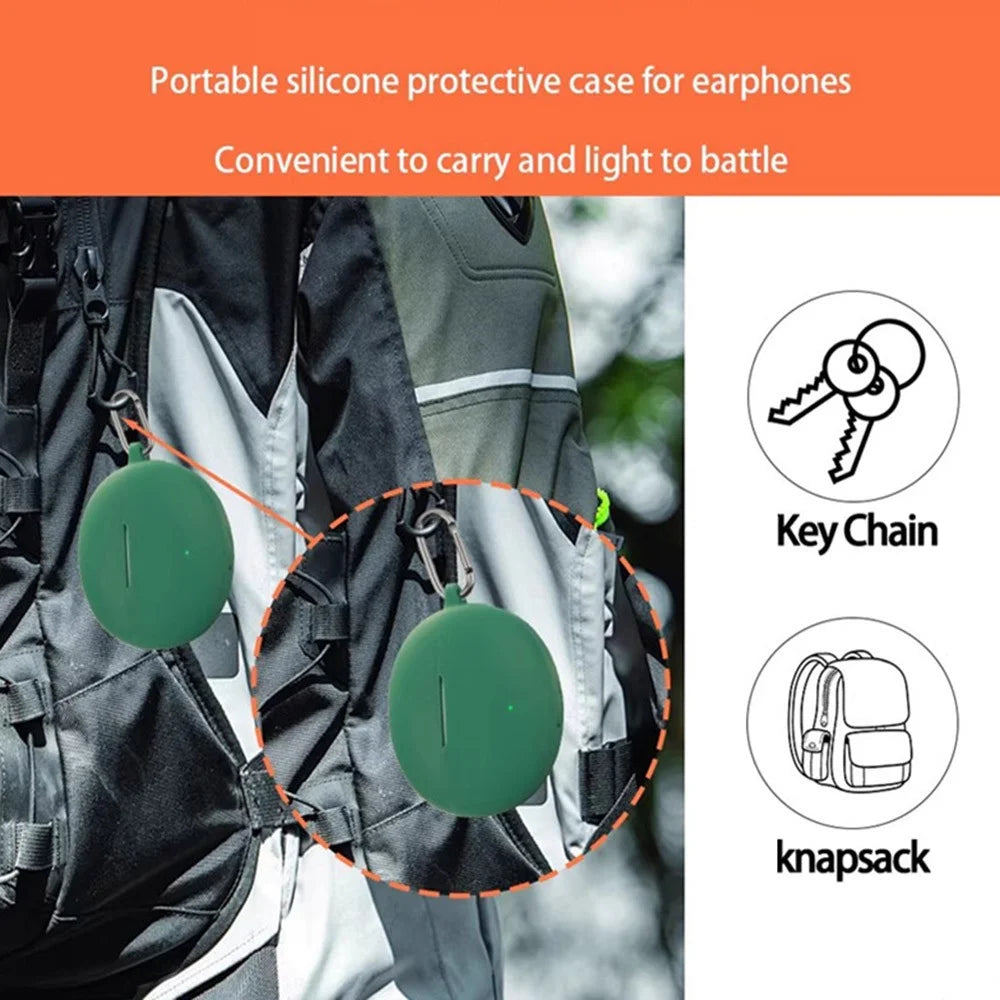 For OnePlus Buds 4 Silicone Case Wireless Earphones Protective Cover with Anti-Lost Buckle - Blackish Green - 6