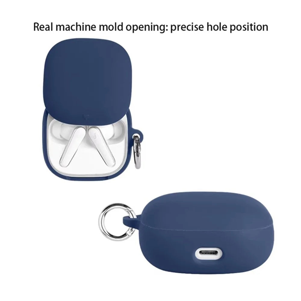 For Anker Soundcore Liberty 5 Silicone Case Wireless Earphones Protective Cover with Anti-Lost Buckle - Dark Blue - 3
