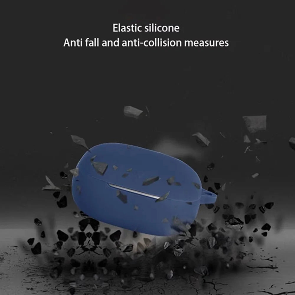For Anker Soundcore Liberty 5 Silicone Case Wireless Earphones Protective Cover with Anti-Lost Buckle - Dark Blue - 4