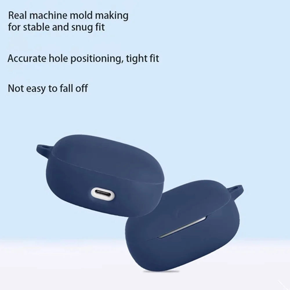 For Anker Soundcore Liberty 5 Silicone Case Wireless Earphones Protective Cover with Anti-Lost Buckle - Dark Blue - 5