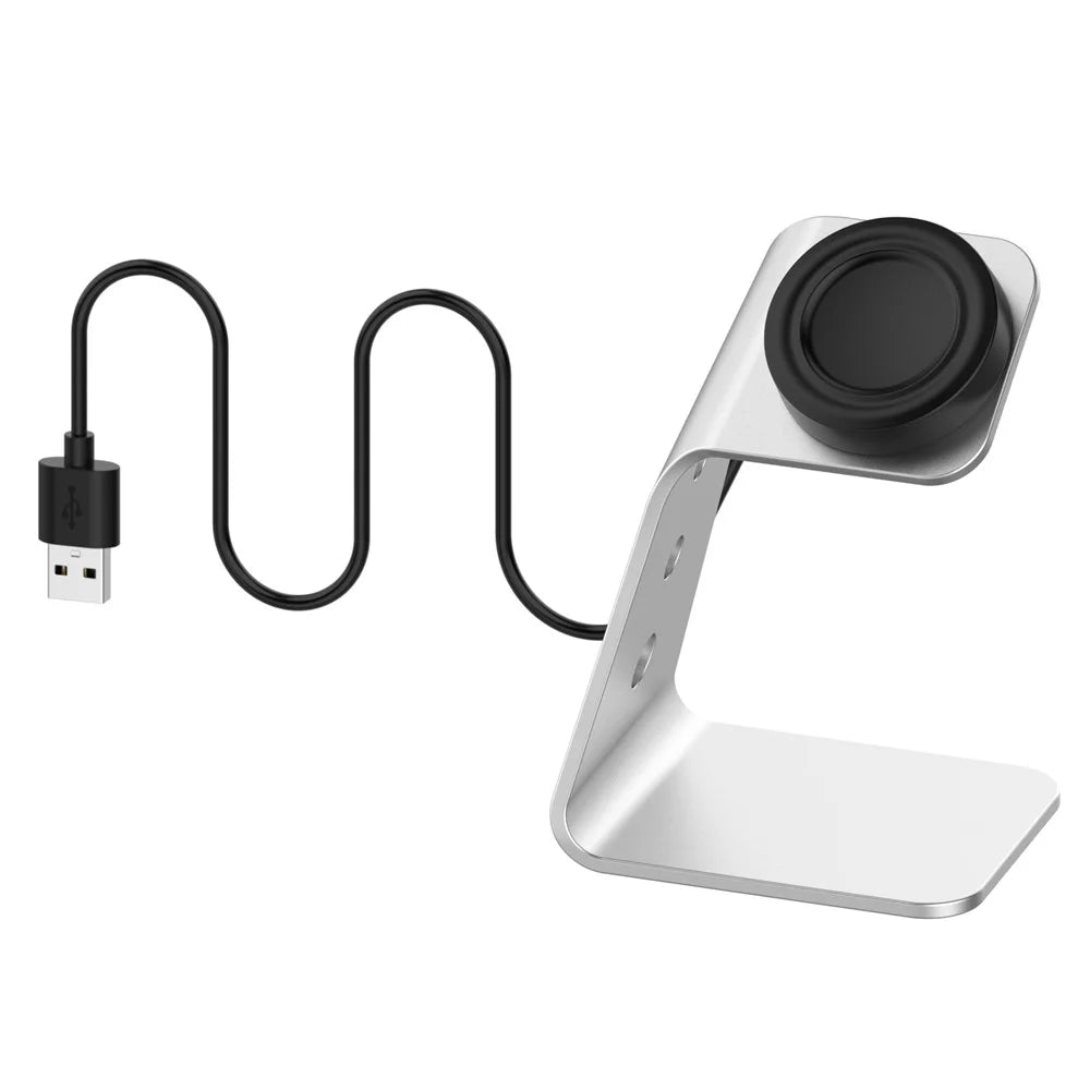 Universal Aluminum Alloy Charger Desktop Charging Stand Holder for Samsung Galaxy Watch4 Classic 46mm/42mm/Galaxy Watch4 40mm/44mm - Silver - 1