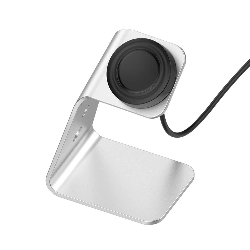 Universal Aluminum Alloy Charger Desktop Charging Stand Holder for Samsung Galaxy Watch4 Classic 46mm/42mm/Galaxy Watch4 40mm/44mm - Silver - 3