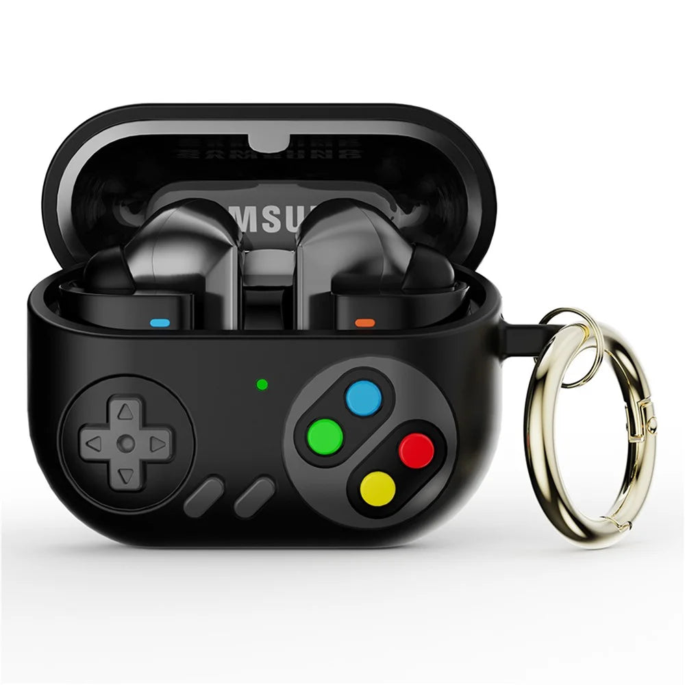 For Samsung Galaxy Buds3 Pro Silicone Case Game Console Shape Wireless Earbuds Shell with Hook - Black - 1