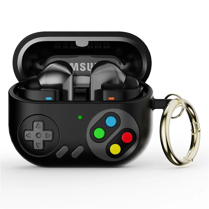 For Samsung Galaxy Buds3 Pro Silicone Case Game Console Shape Wireless Earbuds Shell with Hook - Black - 1