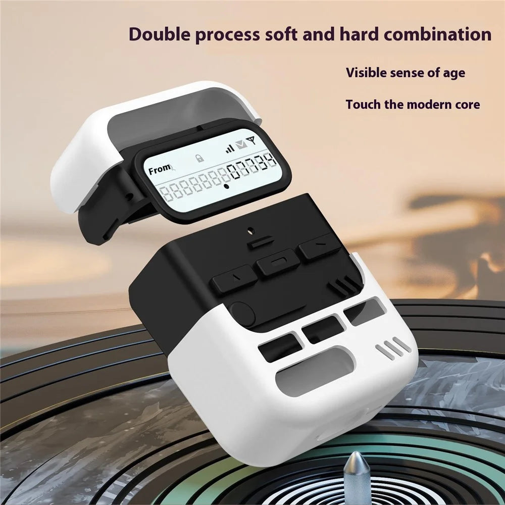 For AirPods Pro 2  /  AirPods Pro Case Retro Design TPU + PC Wireless Earbuds Protective Cover with Lanyard - White - 3
