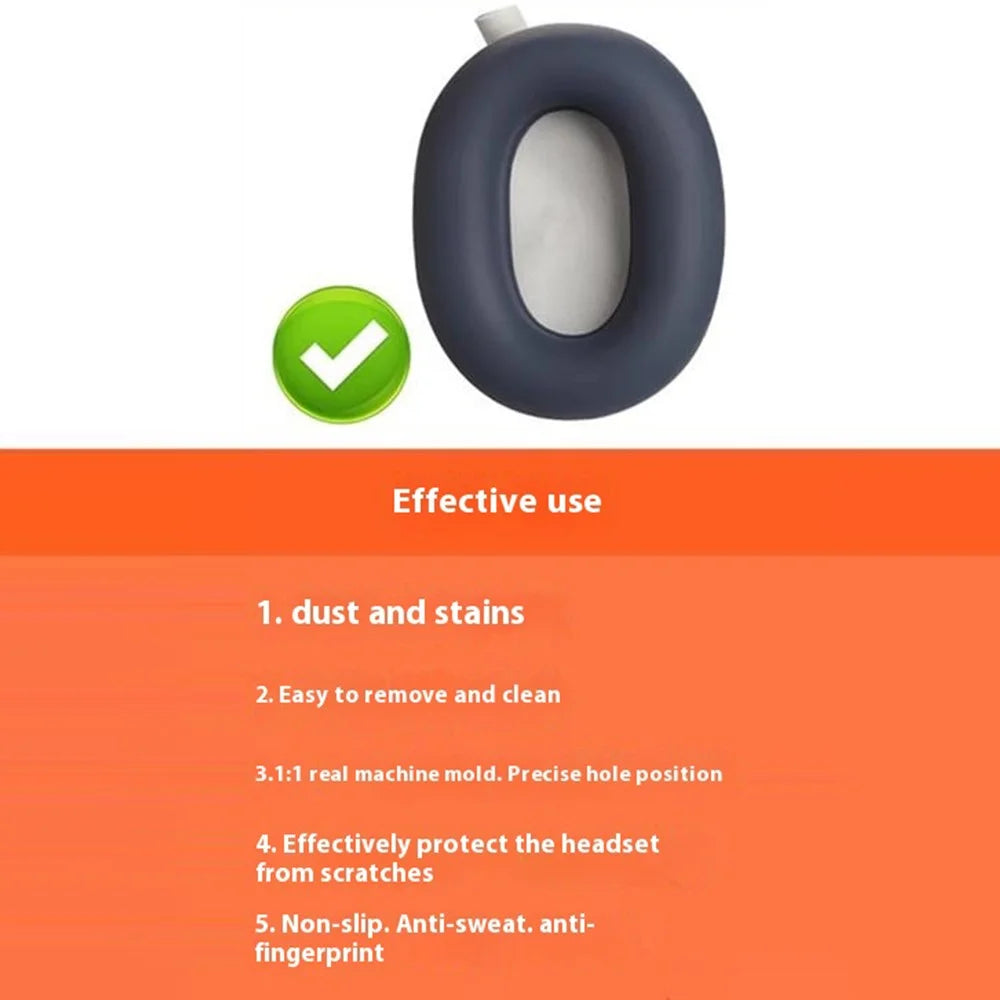 1 Pair For Sony WH-1000XM6 Silicone Ear Pads Case Headphones Cushion Protective Cover - Dark Blue - 3