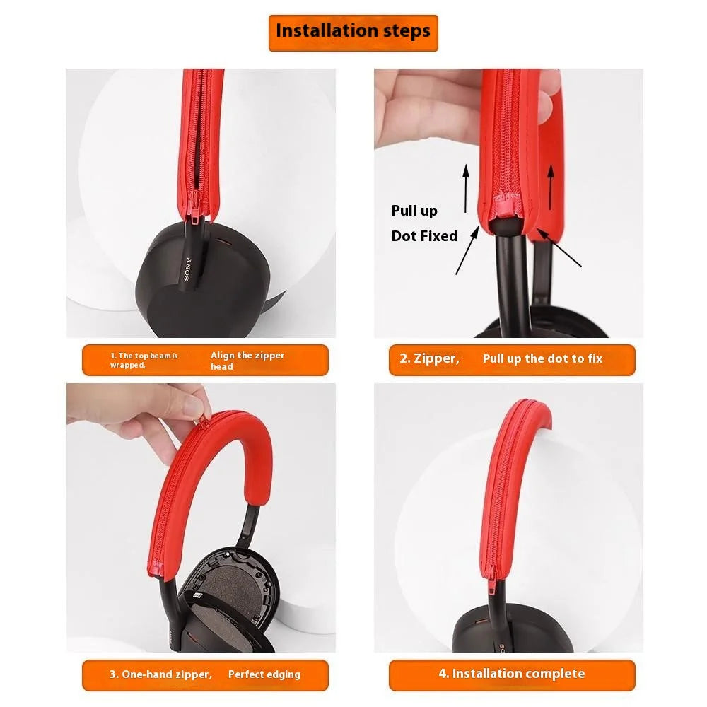 For Sony WH-1000XM6 Headphone Head Beam Cover Soft Silicone Headband Protective Sleeve - Dark Blue - 5