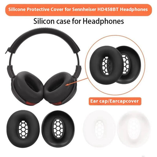 1 Pair Earpad Silicone Case for Sennheiser HD 450BT Headphones Cushion Protective Cover - Black - 2