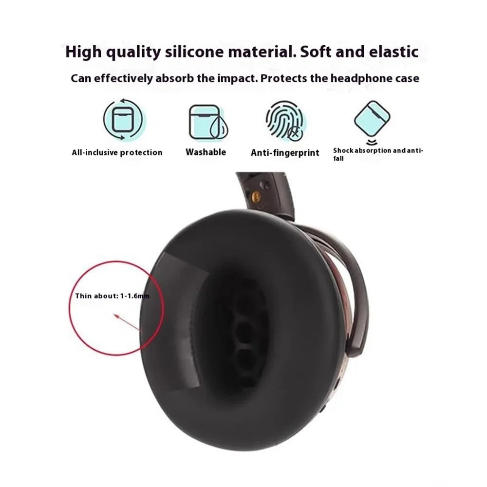 1 Pair Earpad Silicone Case for Sennheiser HD 450BT Headphones Cushion Protective Cover - Black - 3
