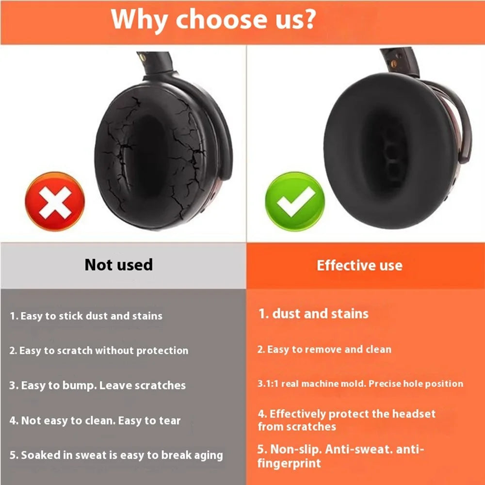 1 Pair Earpad Silicone Case for Sennheiser HD 450BT Headphones Cushion Protective Cover - Black - 4
