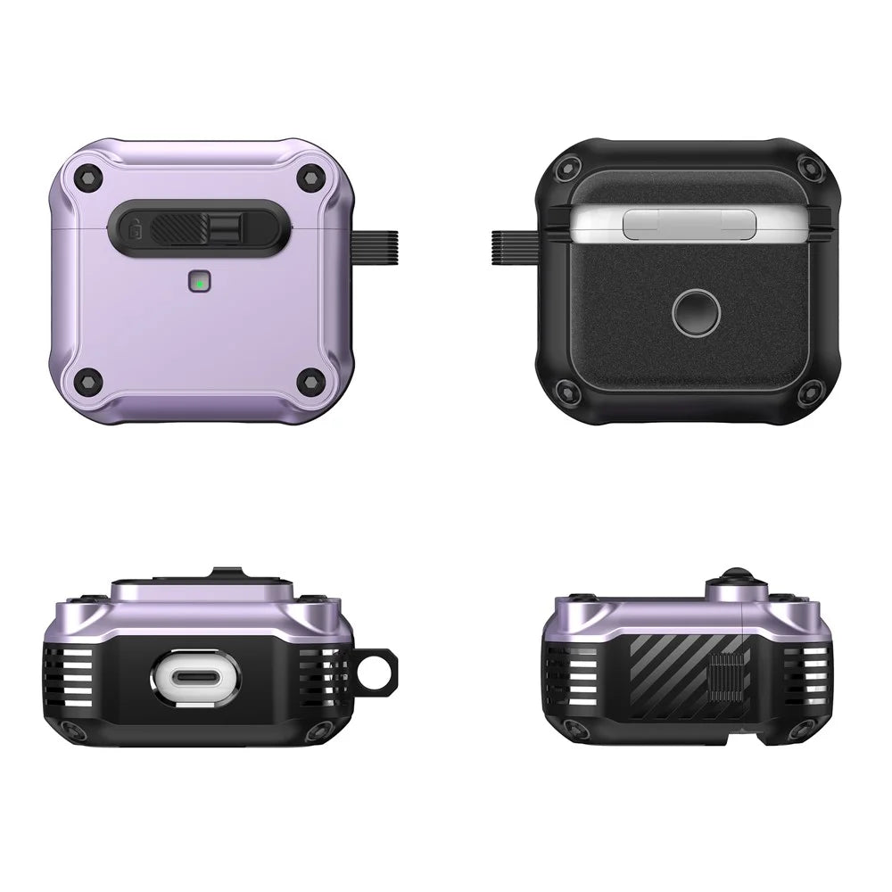 For Apple AirPods 3 Case TPU + PC Earphone Cover with Front Lock Carabiner Clip - Purple - 2