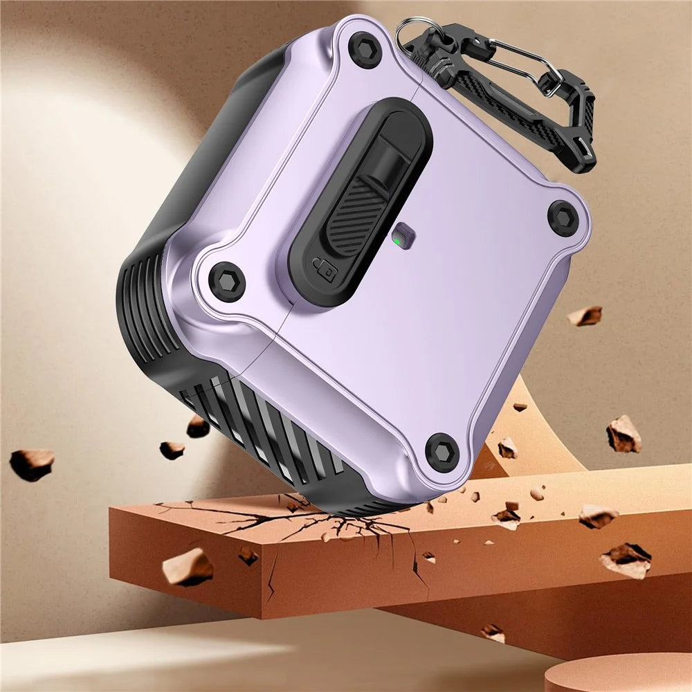 For Apple AirPods 3 Case TPU + PC Earphone Cover with Front Lock Carabiner Clip - Purple - 6