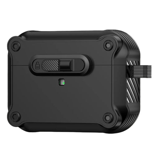 For Apple AirPods Pro Case TPU + PC Earphone Cover with Front Lock Carabiner Clip - Black - 1
