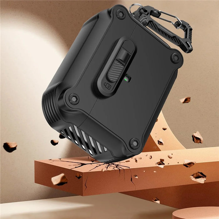 For Apple AirPods Pro Case TPU + PC Earphone Cover with Front Lock Carabiner Clip - Black - 6