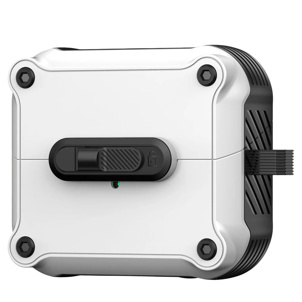 For Samsung Galaxy Buds3 Pro  /  Buds3 Case TPU + PC Earphone Cover with Front Lock Carabiner Clip - White - 1