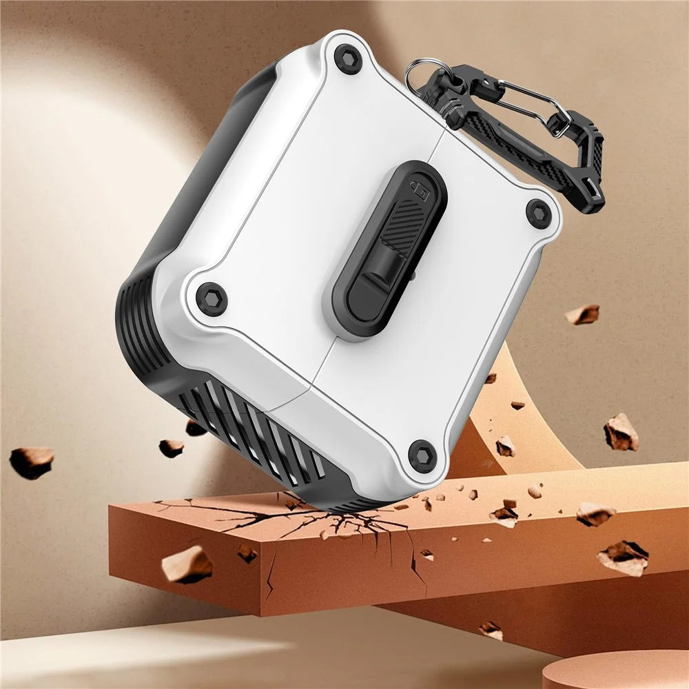 For Samsung Galaxy Buds3 Pro  /  Buds3 Case TPU + PC Earphone Cover with Front Lock Carabiner Clip - White - 6