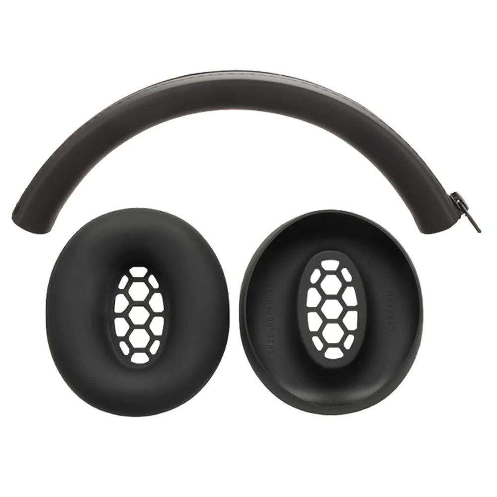 For Sennheiser HD 450BT Headphone Silicone Protective Cover Set with Headband Bead Case - Black - 1