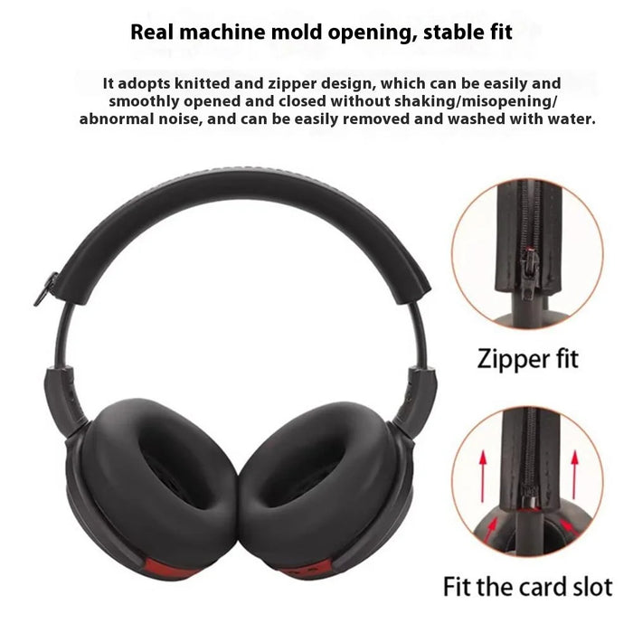 For Sennheiser HD 450BT Headphone Silicone Protective Cover Set with Headband Bead Case - Black - 3