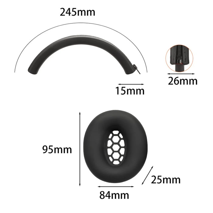 For Sennheiser HD 450BT Headphone Silicone Protective Cover Set with Headband Bead Case - Black - 7