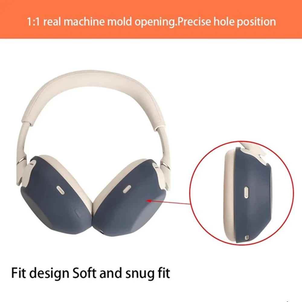 For Sony WH-1000XM6 Headphones Silicone Case Scratch Resistant Waterproof Durable Protective Cover - Dark Blue - 3