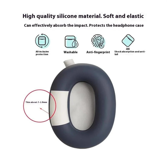 For Sony WH-1000XM6 Headphones Silicone Case Set with 2Pcs Earpads Protective Cover + Headband Cushion - Black - 5