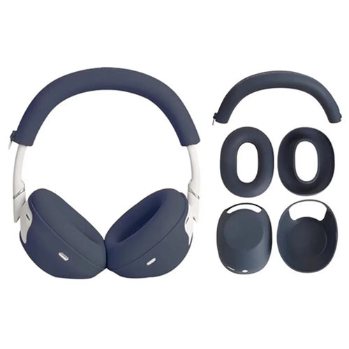 For Sony WH-1000XM6 Silicone Case Set with Headband Cover Headphone Protective Earpads Caps - Dark Blue - 1