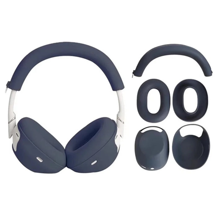 For Sony WH-1000XM6 Silicone Case Set with Headband Cover Headphone Protective Earpads Caps - Dark Blue - 1