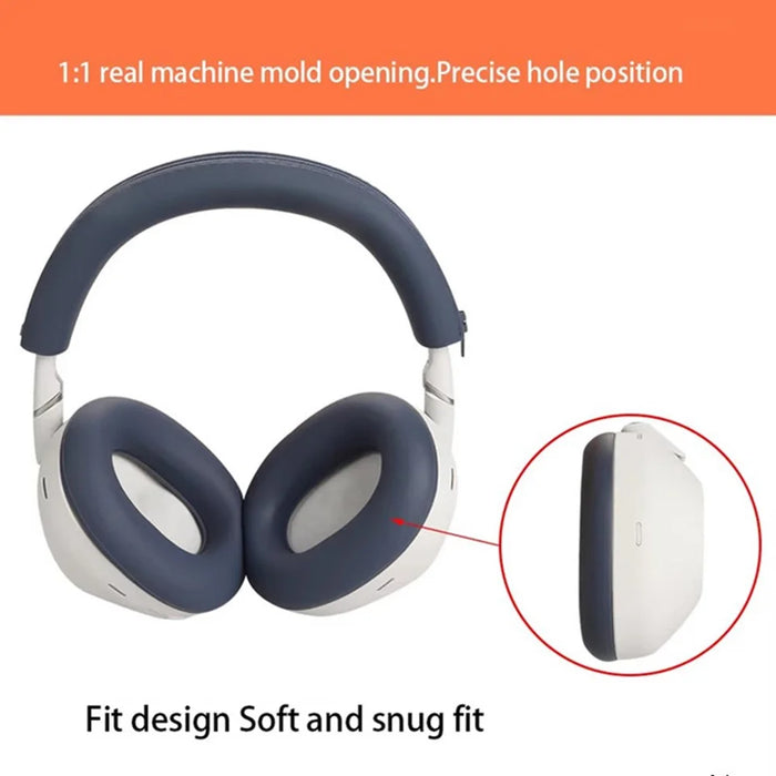 For Sony WH-1000XM6 Silicone Case Set with Headband Cover Headphone Protective Earpads Caps - Dark Blue - 3