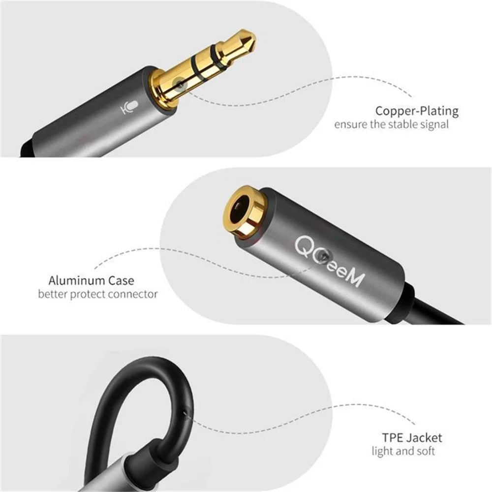 QGEEM AU06 PC Headset Splitter 3.5mm Female to 2x3.5mm Microphone Headphone Adapter - 2