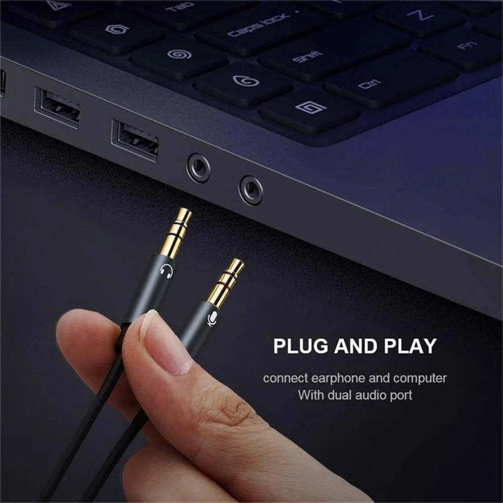 QGEEM AU06 PC Headset Splitter 3.5mm Female to 2x3.5mm Microphone Headphone Adapter - 6