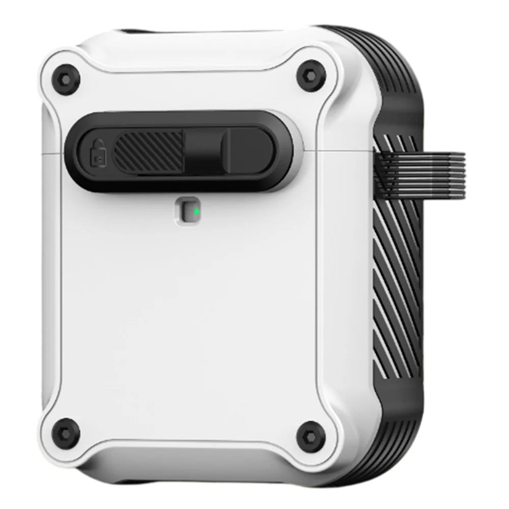 TPU + PC Earphone Cover with Front Lock For Apple AirPods with Wireless Charging Case (2019)  /  AirPods with Charging Case (2019)  /  (2016) - White - 1