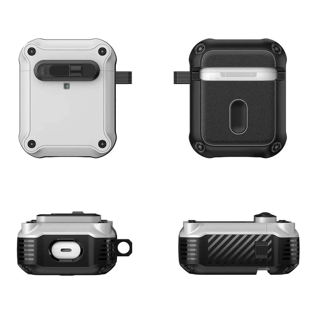 TPU + PC Earphone Cover with Front Lock For Apple AirPods with Wireless Charging Case (2019)  /  AirPods with Charging Case (2019)  /  (2016) - White - 2