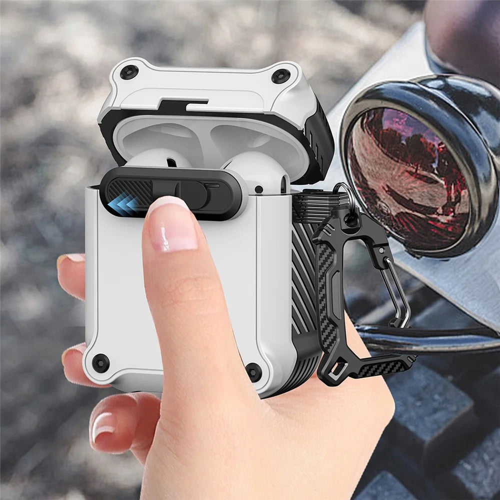 TPU + PC Earphone Cover with Front Lock For Apple AirPods with Wireless Charging Case (2019)  /  AirPods with Charging Case (2019)  /  (2016) - White - 3
