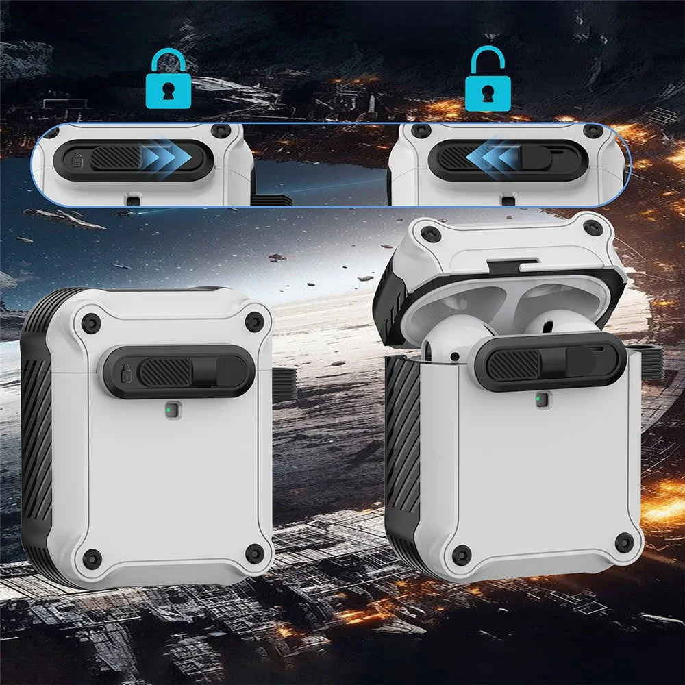 TPU + PC Earphone Cover with Front Lock For Apple AirPods with Wireless Charging Case (2019)  /  AirPods with Charging Case (2019)  /  (2016) - White - 4