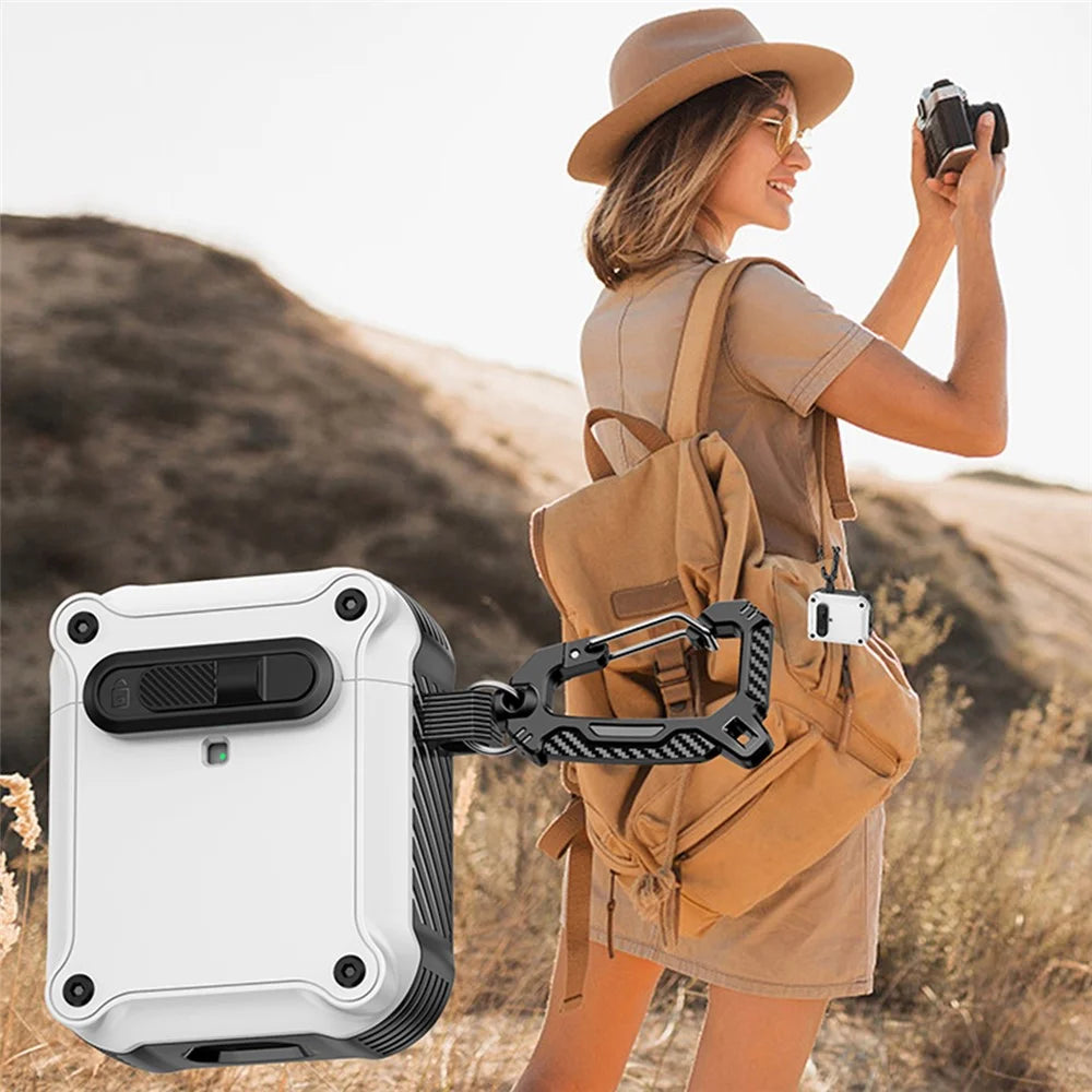 TPU + PC Earphone Cover with Front Lock For Apple AirPods with Wireless Charging Case (2019)  /  AirPods with Charging Case (2019)  /  (2016) - White - 6