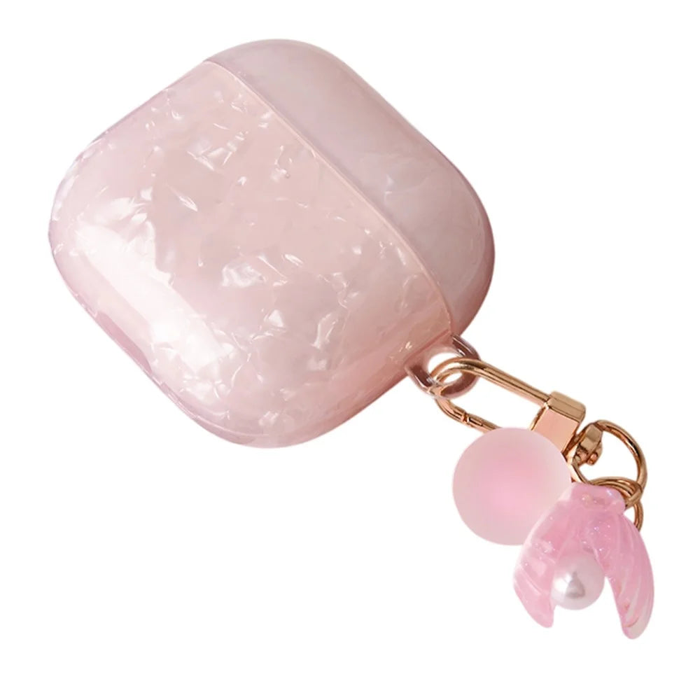 For Apple AirPods 3 Protective Case TPU Earphone Cover with Pearl and Seashell-Shaped Charm - Pink - 1