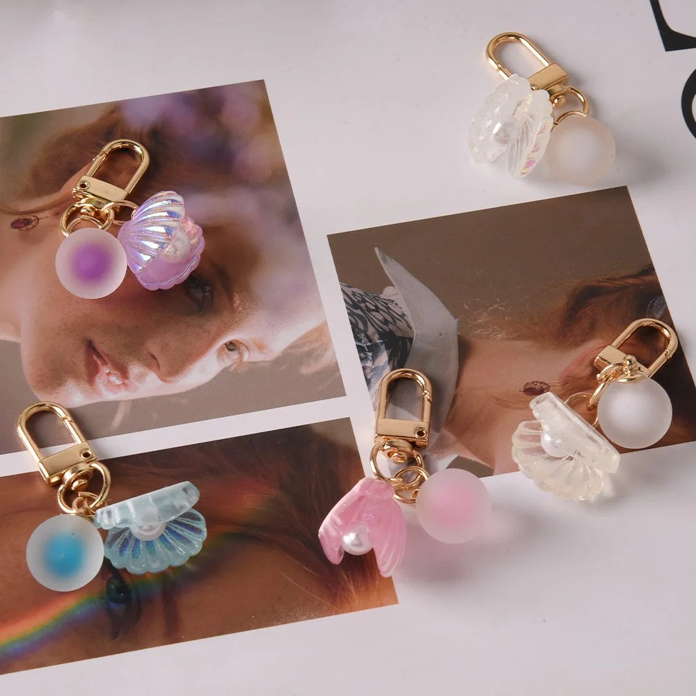 For Apple AirPods Pro Protective Case TPU Earphone Cover with Pearl and Seashell-Shaped Charm - Blue - 7