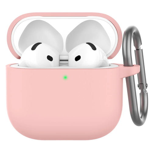 AHASTYLE WG163 For AirPods 4 Silicone Case Earphone Cover with Carabiner - Pink - 1