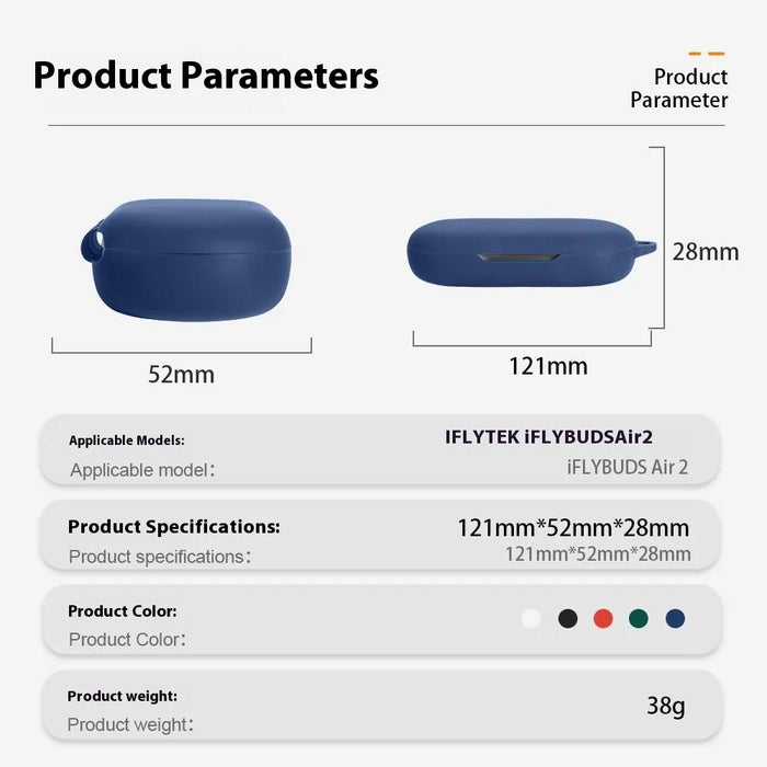 For iFLYBUDS Air 2 Protective Case Bluetooth-Compatible Earbuds Silicone Cover with Hook - Dark Blue - 4