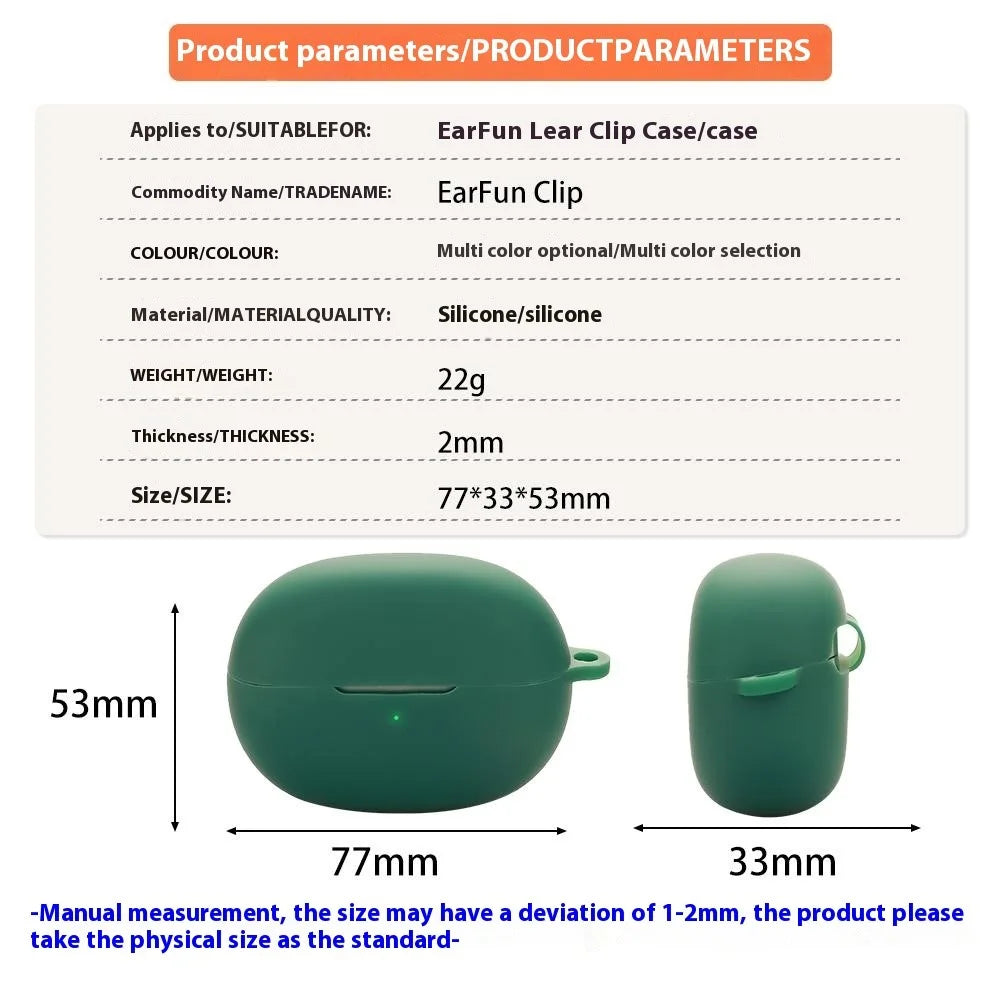 For Earfun Clip Protective Case Bluetooth-Compatible Earbuds Silicone Cover with Hook - Blackish Green - 4