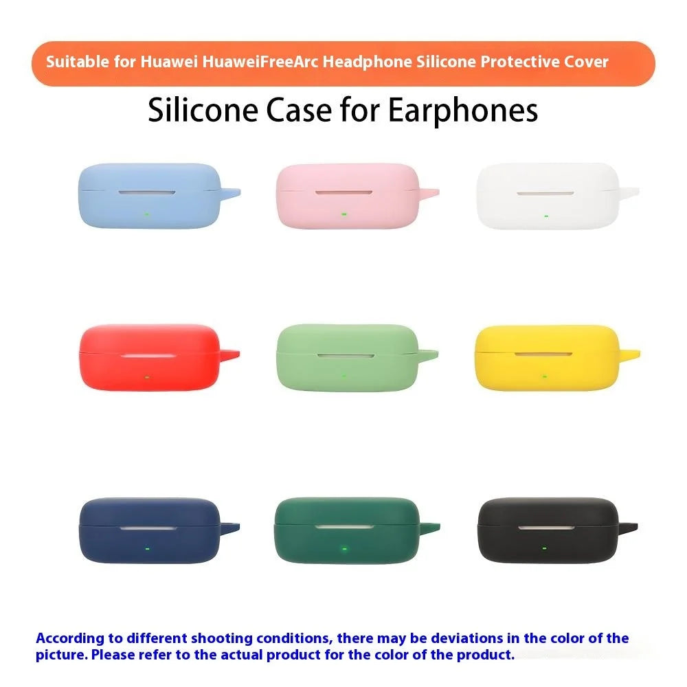 For Huawei FreeArc Protective Case Bluetooth-Compatible Earbuds Silicone Cover with Hook - Blackish Green - 3