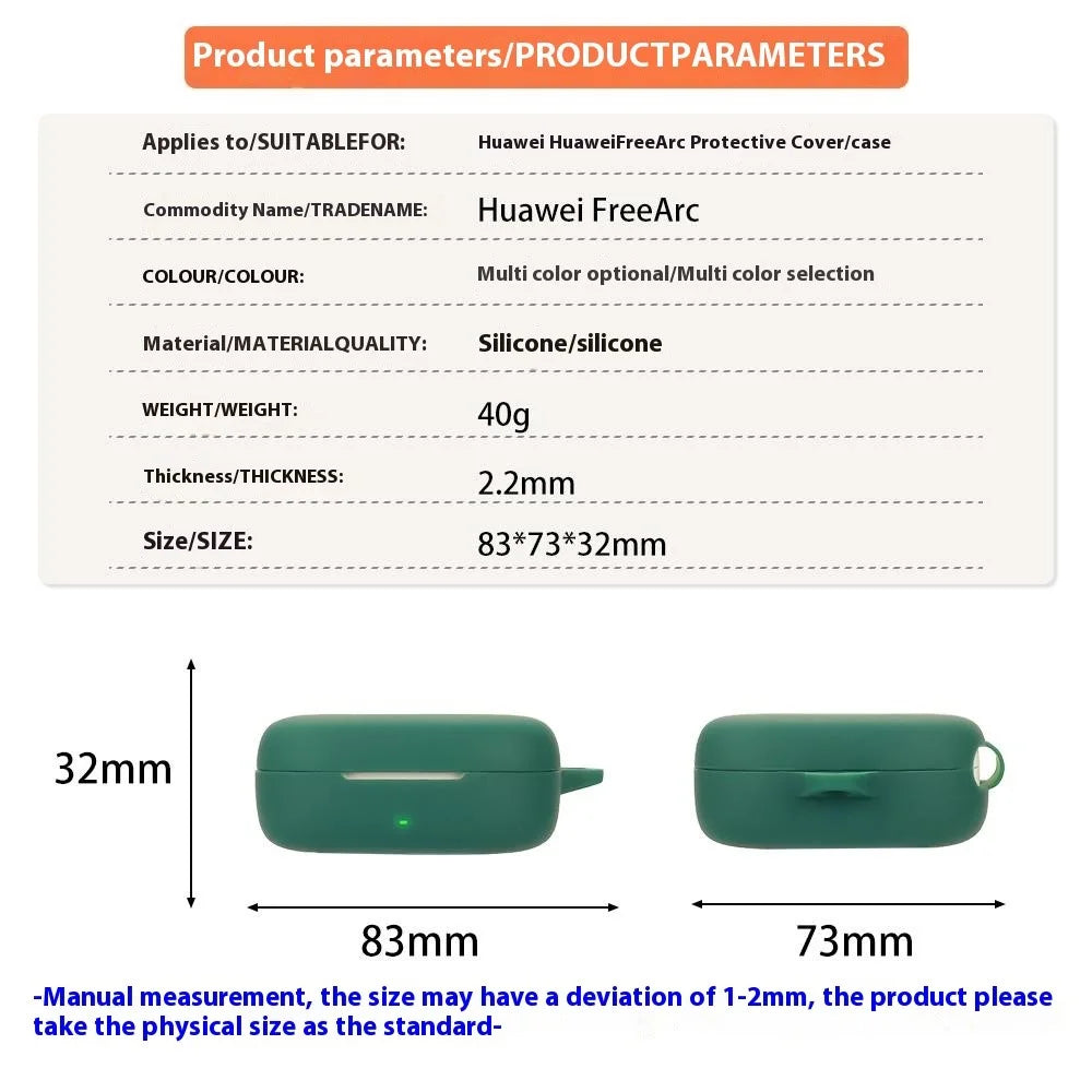 For Huawei FreeArc Protective Case Bluetooth-Compatible Earbuds Silicone Cover with Hook - Blackish Green - 4