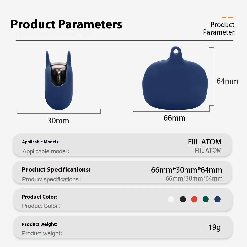 For FIIL ATOM Protective Case Bluetooth-Compatible Earbuds Silicone Cover with Hook - Dark Blue - 4