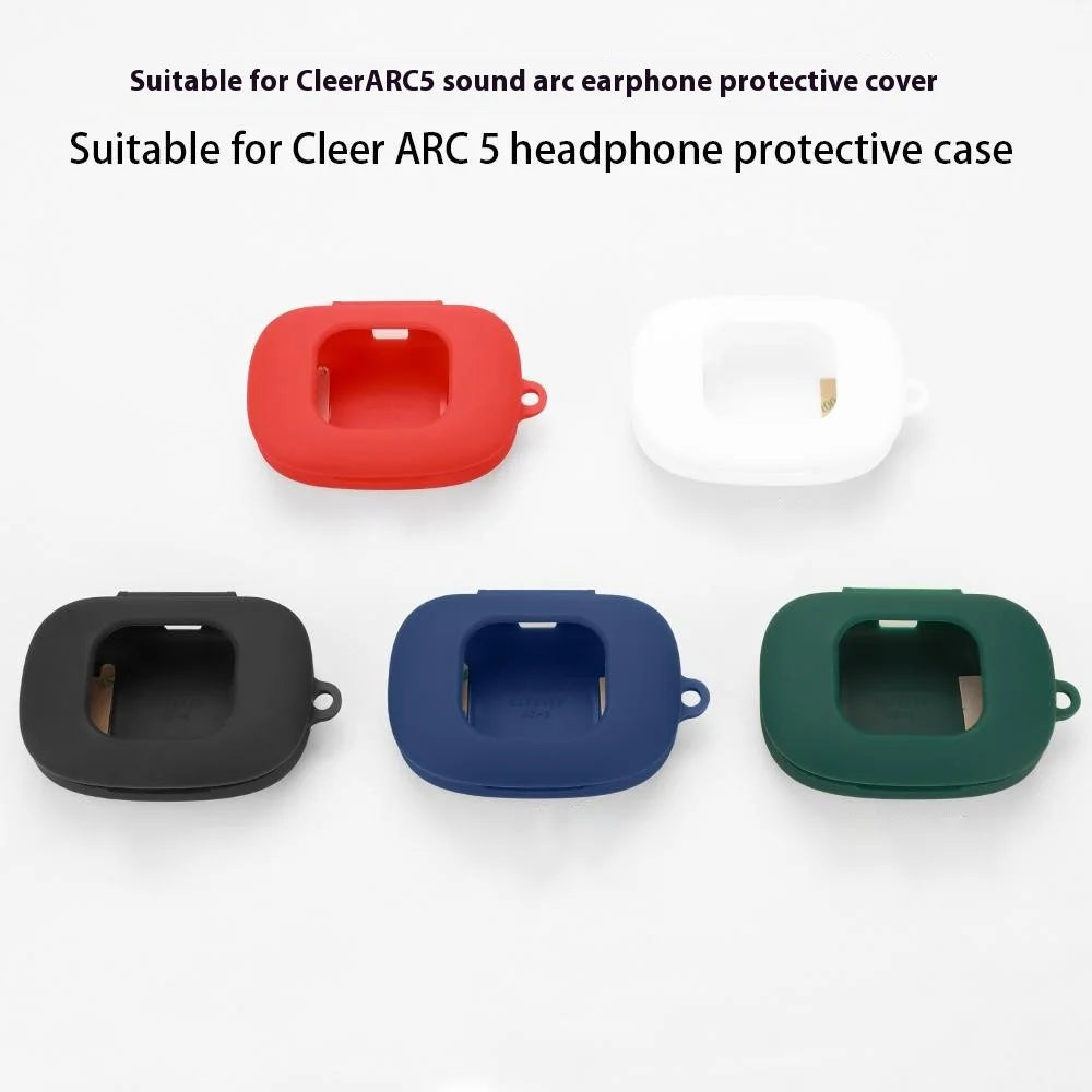 For Cleer ARC 5 Protective Case Bluetooth-Compatible Earbuds Silicone Cover with Hook - Dark Blue - 3