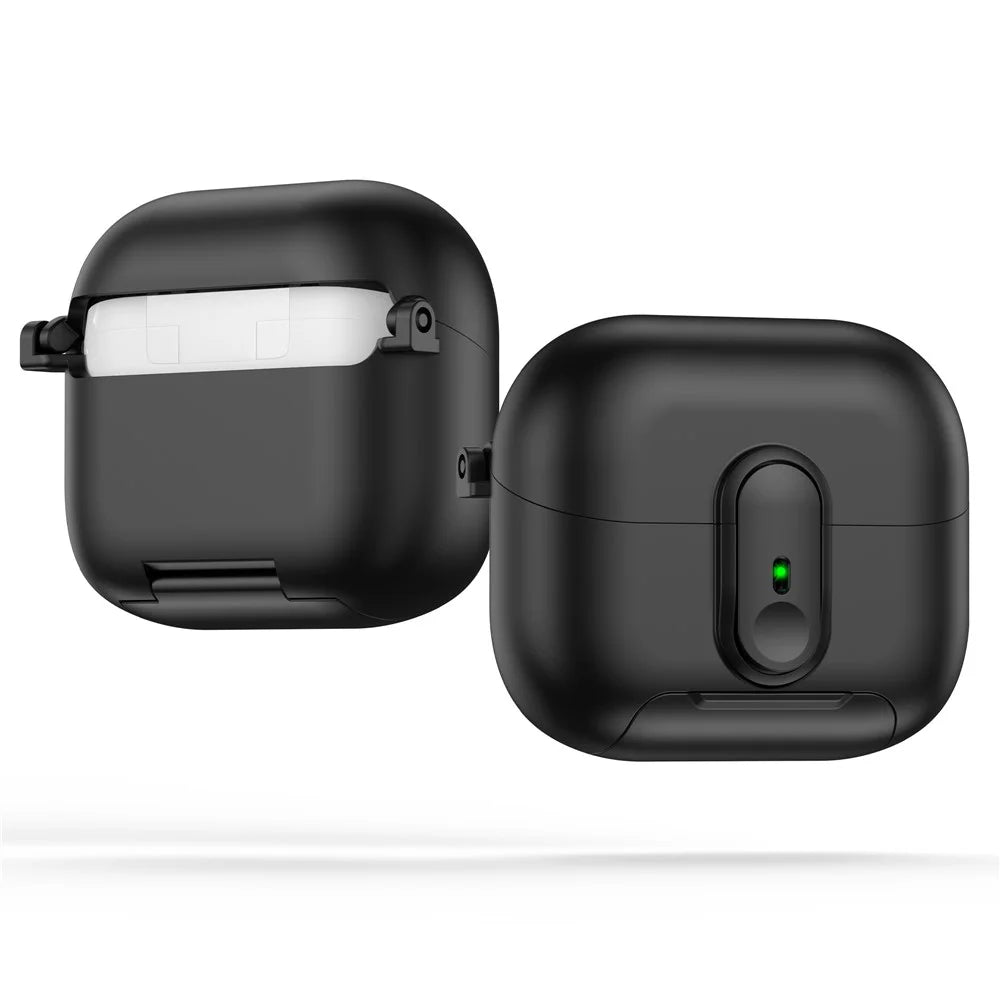 For Samsung Galaxy Buds3 Pro  /  Buds3 Case Switch Lock Earbuds Cover with Stand and Lanyard - Black - 3