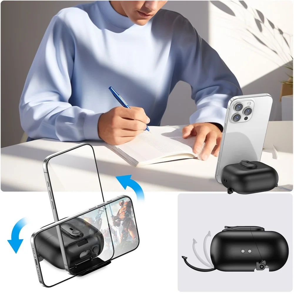 For Samsung Galaxy Buds3 Pro  /  Buds3 Case Switch Lock Earbuds Cover with Stand and Lanyard - Black - 4