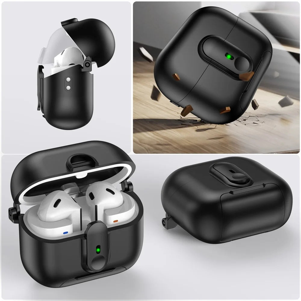 For Samsung Galaxy Buds3 Pro  /  Buds3 Case Switch Lock Earbuds Cover with Stand and Lanyard - Black - 7
