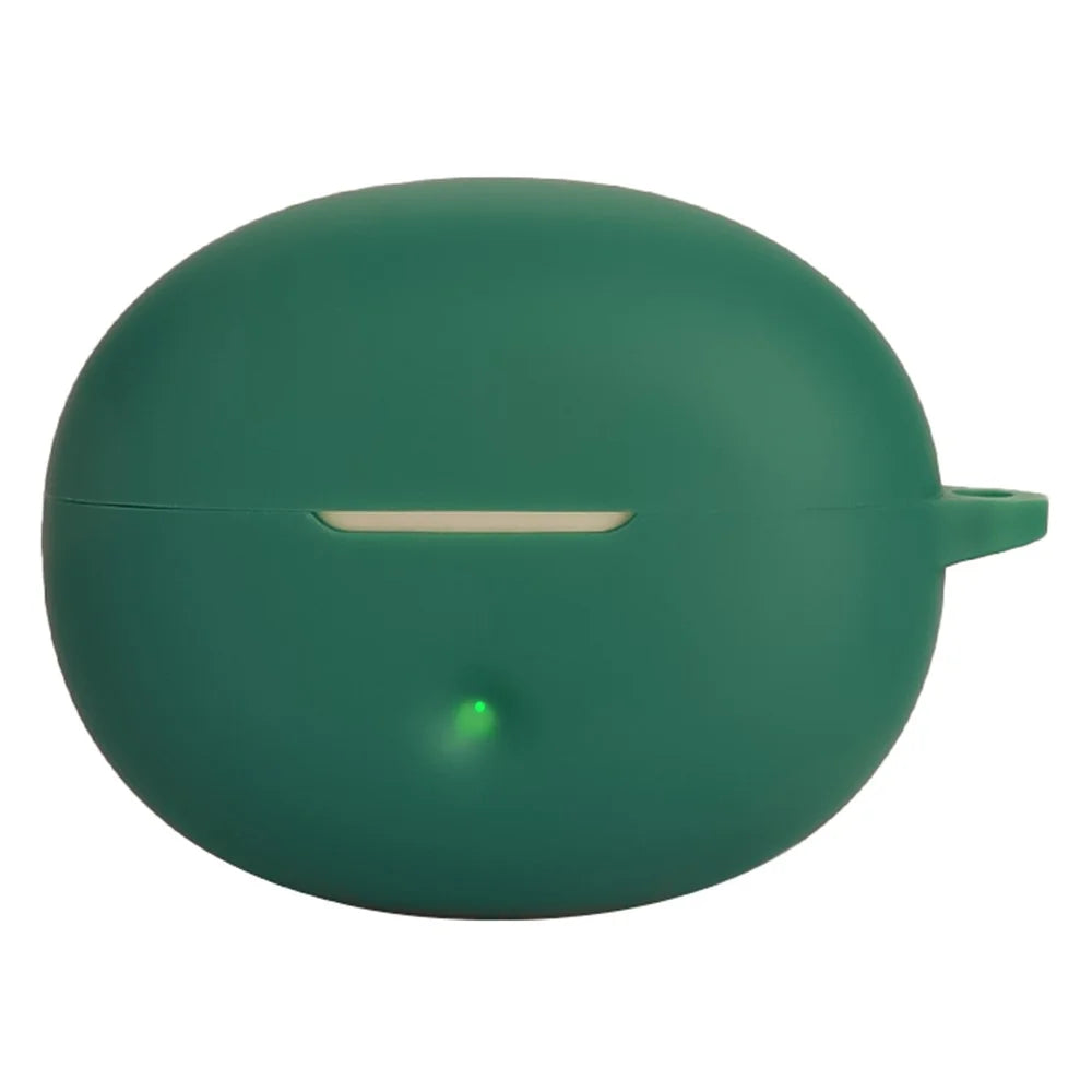 For QCY Crossky C50 Silicone Case Wireless Earphones Protective Cover with Anti-Lost Buckle - Blackish Green - 1