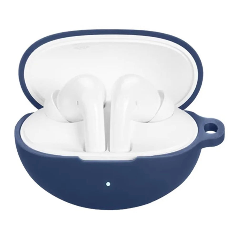For Honor Earbuds 4i Silicone Case Wireless Earphones Protective Cover with Anti-Lost Buckle - Dark Blue - 2